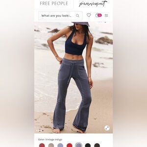 Free People Vintage Indigo Boot Cut Flare Pants - Slate Blue